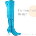 thumbnail image 4 of Unique Bargains Glitter Pointed Toe Stiletto Heels Over the Knee Boots for Women, 4 of 5