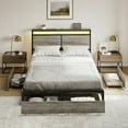 thumbnail image 1 of GUNAITO Full Size Bed Frame with Headboard and 4 Storage Drawers LED Bed Frame with USB Ports & Outlets Gray, 1 of 8