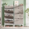 thumbnail image 5 of Ataucjin Shoe Storage Cabinet with 3 Flip Drawers, Farmhouse Fluted Shoe Organizer with Metal Legs, Freestanding Hidden Slim Narrow Shoe Rack for Entryway, Foyer, Hallway, 5 of 9