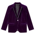 thumbnail image 3 of TiaoBug Kids Boys Velvet Formal Suit Jacket Notch Lapel One Button Blazer Coat for Wedding Party Dark Purple 8, 3 of 5