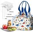 thumbnail image 4 of White Desert Elements Dinosaurs Pattern Drawstring Lunch Bag Women - Drawstring Lunch Bag Insulated for Work Office - Stain-Resistant Large Lunchbags for Women with Multi-Pockets, 4 of 6