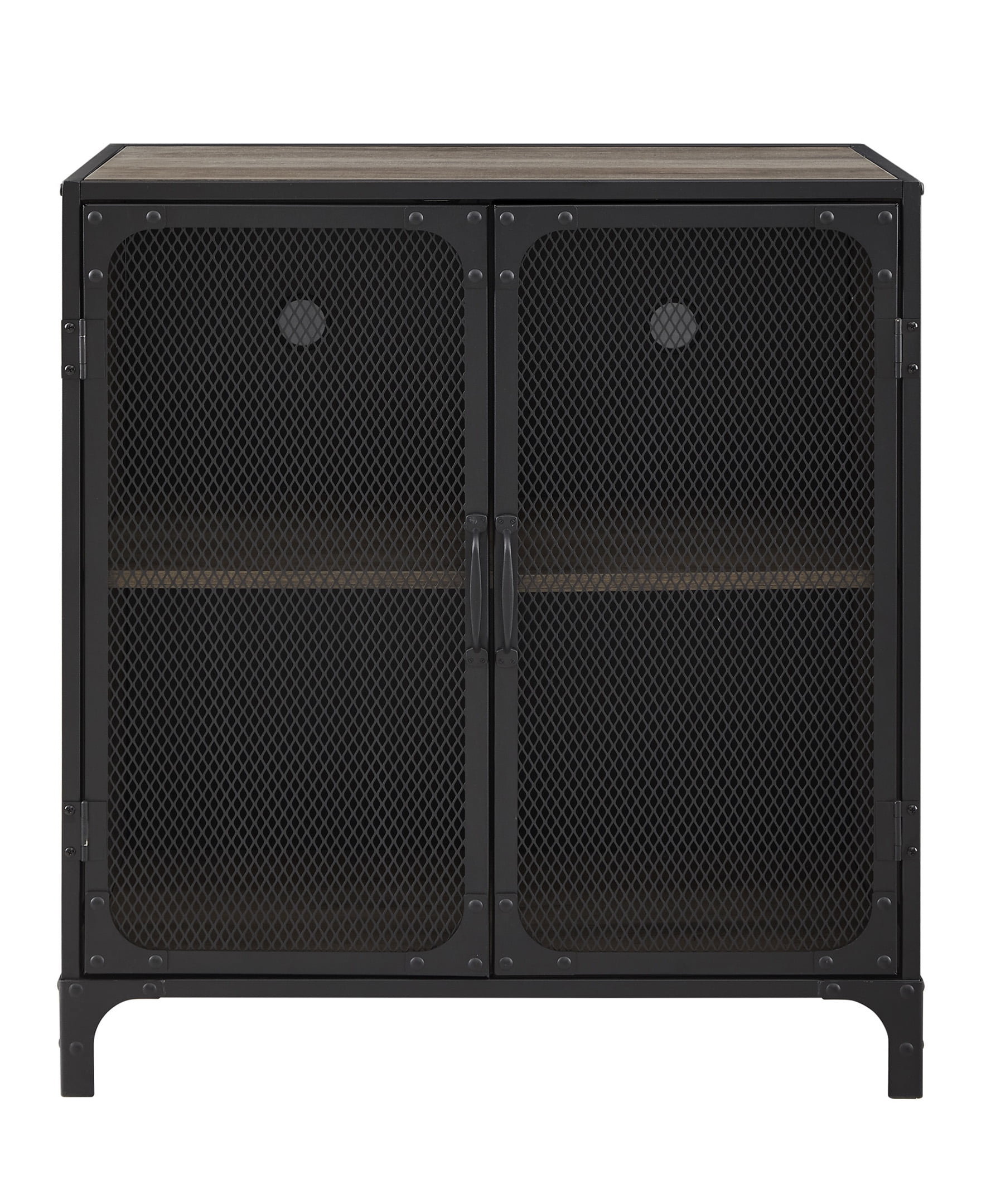 Manor Park Industrial Wood and Metal Accent Cabinet, Grey Wash
