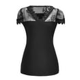 thumbnail image 4 of DYMADE Womens Lace Stichting Casual Summer V-Neck Short Sleeve T-Shirt Blouse, 4 of 5