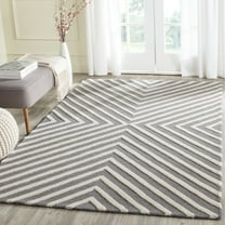 SAFAVIEH Cambridge Lilly Diamond Striped Wool Area Rug, Dark Grey/Ivory, 8' x 10'