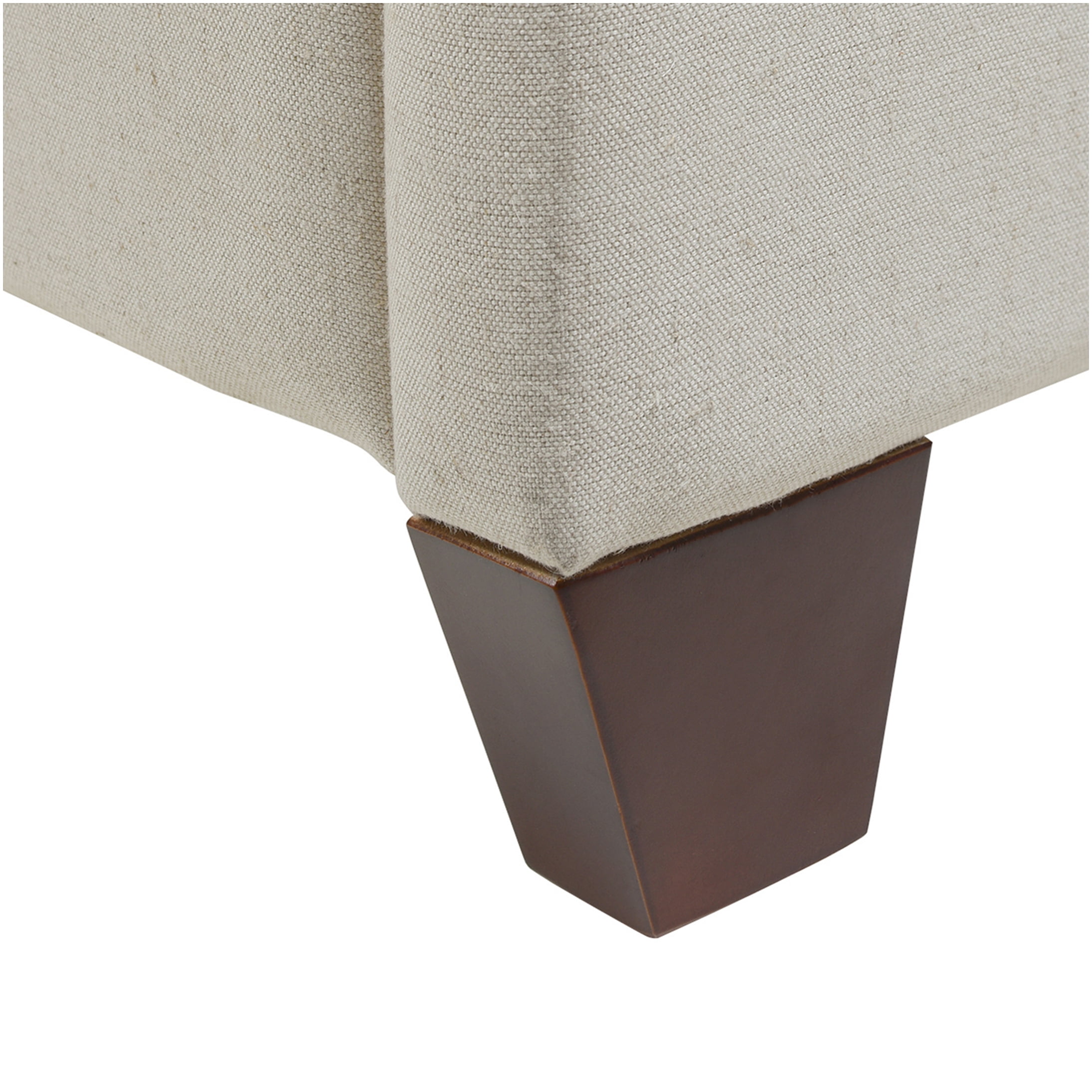 Manhattan King Size Upholstered Bed Frame with Wingback Headboard, Light Beige Fabric, No Box Spring Required Platform Bed