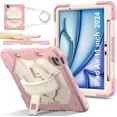 thumbnail image 1 of Case for iPad Air 11 Inch M3 2025 M2 2024 7th/6th Generation with Rotating Stand Pencil Holder Hand/Shoulder Strap, Heavy Duty Shockproof Protective Cover, 1 of 7