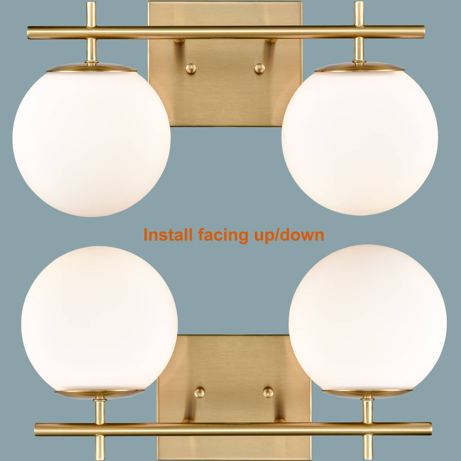 Gold Vanity Light Modern Bathroom Light Fixture Over Mirror with White Globe