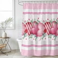 thumbnail image 6 of Polyester Fabric Valentine's Day Shower Curtain, Pink Love Heart Eucalyptus Leaves Striped Waterproof Bathtub Curtain Bathroom Decor Set with Hooks 54 x 78 Inches, 6 of 6