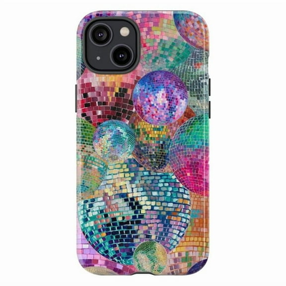 Colorful Disco Ball Mosaic Phone Case, Retro Party Vibes Artistic iPhone Cover, Unique Shiny Protective Case for iPhone 17 16 15 14 13 12 11 Plus Pro Max Mini