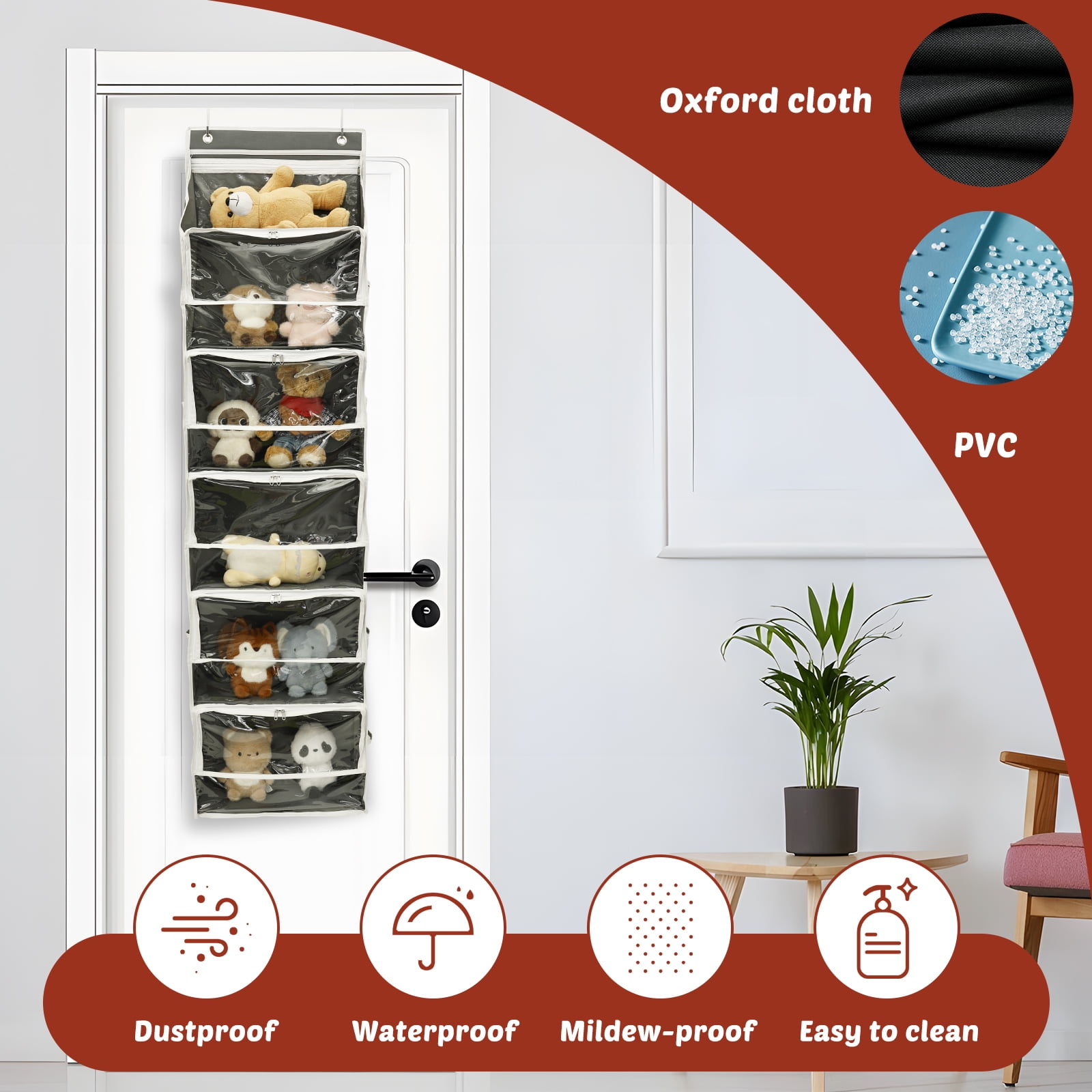 Hanging Yarn Storage Organizer with 6 Independent Compartment Thickened Large Capacity Yarn Holder for Crochet Tool Transparent