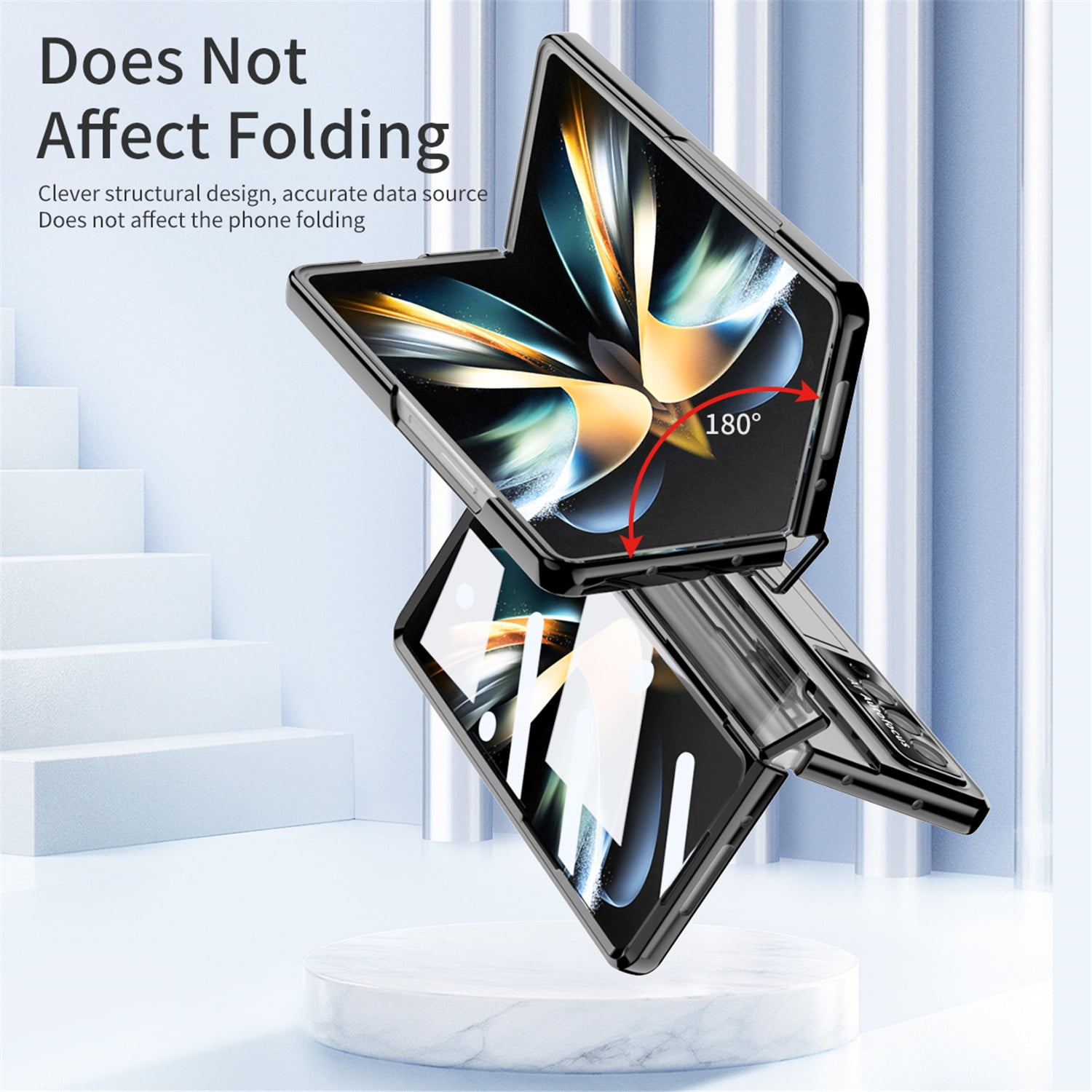 for Samsung Galaxy Z Fold 4 2022 Case, Luxury Plating Shockproof Drop Protection Phone Case for Samsung Galaxy Z Fold 4 5G 7.6 inch, Black