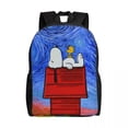 thumbnail image 3 of Mochila para portátil personalizada con paisaje de Van Gogh, Snoopy y Charlie Brown, mochila informal para mujer, para estudiantes universitarios, bolsa Peanuts, 3 of 5