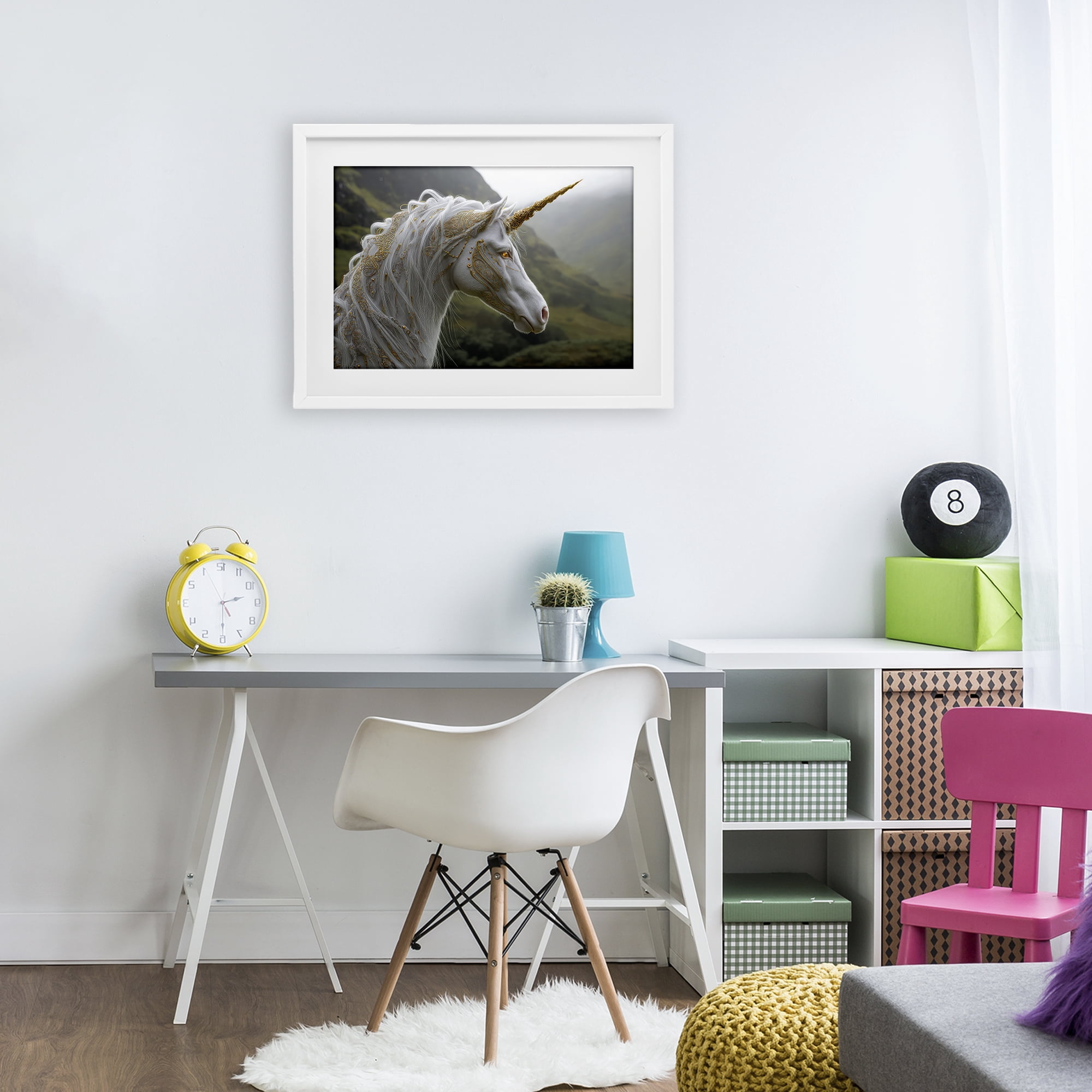 Stupell Industries Ornate Celtic Unicorn White Framed Print Under Glass, design by The Wands Want