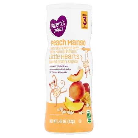 Parent's Choice Little Hearts Puffed Grain Snack, Peach, 1.48 oz