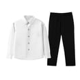 thumbnail image 4 of EnJoCho Boys Formal Suit Set Long Sleeve Shirt Dress Pants Wedding Outfit For Kids Classic School Events Two Piece, 4 of 6