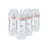 NUK Simply Natural Baby Bottle with SafeTemp, 9oz, 4 Pack, Pink Hearts