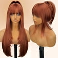 thumbnail image 3 of Ginger 26-inch Long Wig with Bangs for Women - Straight Layered Style, Realistic Scalp, Freestyle Parting, -Looking & Heat-Resistant Synthetic Hair for Daily and Party Use, 3 of 3