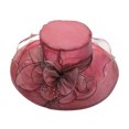 thumbnail image 2 of Visland Organza Church Fascinator Hats for Women Flower Wedding Tea Party Hat Wide Brim Sun Hat, 2 of 4