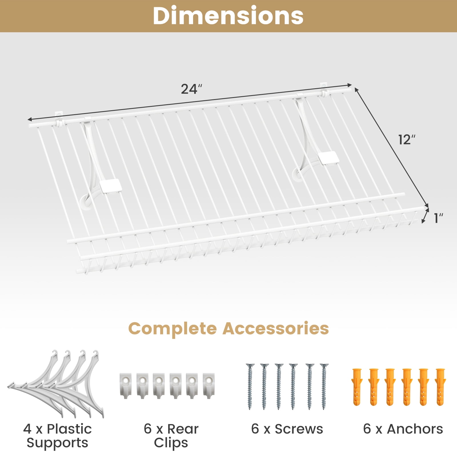 Gymax Set of 2 Metal Wire Shelving Unit Sloping Shoe Racks w/ Heightened Edge