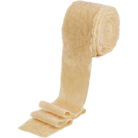 1 Roll Frayed Polyester Ribbon Raw Edge Wired Ribbon Garment Accessories for Gift Wrapping Moccasin 3 inch(76mm) 6.00 Yards(5.49m)/Roll
