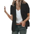 thumbnail image 3 of Capreze Womens Short Sleeve Blazers Open Front Work Office Jackets Blazer Fake Pocket, 3 of 5