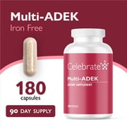 Celebrate Vitamins High ADEK Bariatric Multivitamin Capsules, Iron Free, 180 count
