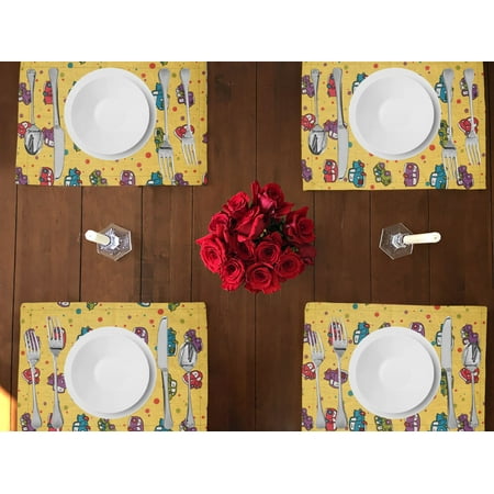

Cars and Trucks Print Cotton Dinner Table Placemats Holiday Home Decoration 13 x 19 (Pack of 4)