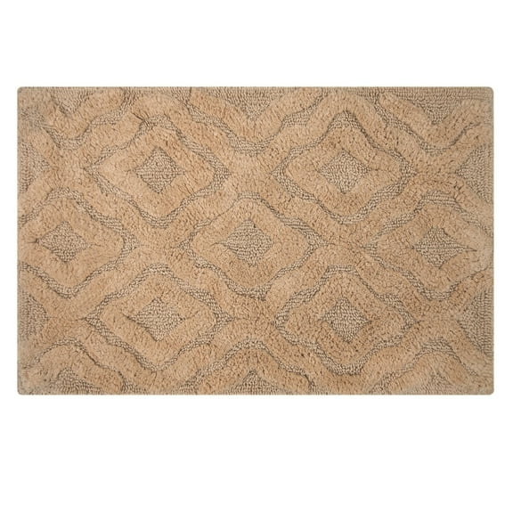 Knightsbridge Link Bath Rug Cotton Non Skid Back - 17x24", Natural