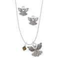 thumbnail image 1 of Delight Jewelry Brown Crystal Bicone Silver tone Guardian Angel Charm Necklace and Stud Earrings, 1 of 4