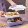 thumbnail image 3 of Lunch Box School Portable Compartments Kitchen Salad Package Microwave Sealing Storage Food Container with Spoon Leak-proof Locking Organizer Green, 3 of 9