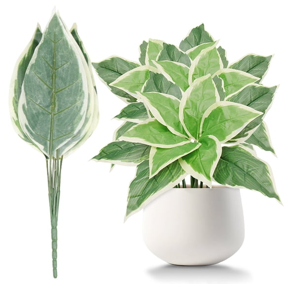 VKQNRGS Hosta Artificial Plant - UV Resistant Outdoor Faux Plants - Fake Tropical Hosta for Indoor,Office,Bathroom & Garden Decor, Small Faux House Plants,Green,44cm/17.32in