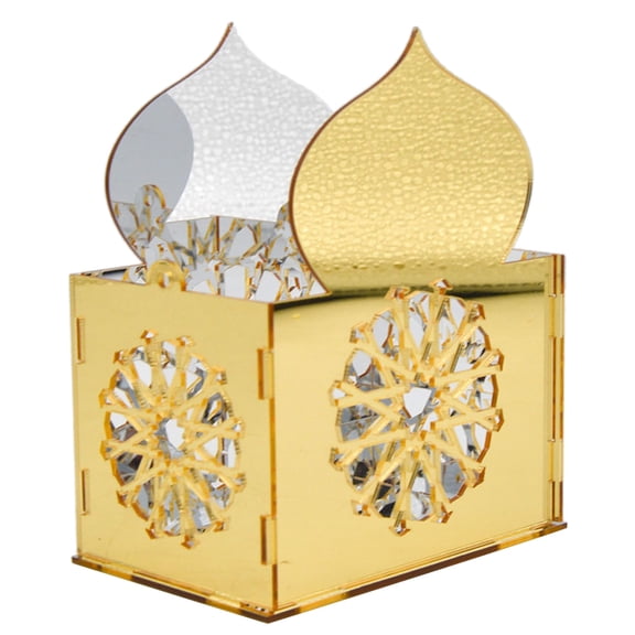 WINDLAND Eid Mubarak Acrylic Ornament Ramadan Mirror Desktop Crafts with Candle Light Decor for Islam Festival Party Tabletop Decoration Gift Supplies