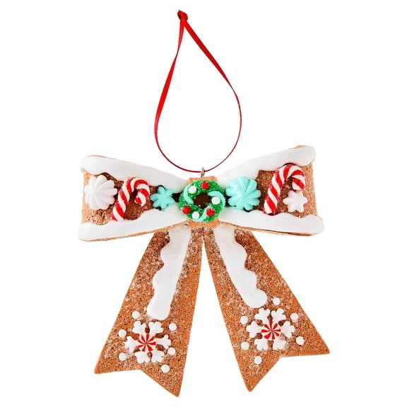 Multicolor Clay Dough Gingerbread Bow Christmas Ornament, 4", by Holiday Time