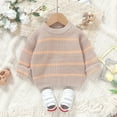 thumbnail image 5 of Huowey Kids Baby Toddler Kids Girls Boys Stripe Long Sleeve Sweaters Warm Casual Cotton Knit Sweater Relaxed Fit Dailywear, 2-3 Years, 5 of 9