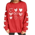 thumbnail image 5 of BLTIBY Valentine Shirts for Women Love Heart Printed Sweater Crewneck Long Sleeve Pullover Blouse Casual Fashion Valentines the Day Top Red 2 L, 5 of 8