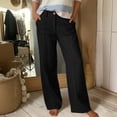 thumbnail image 2 of RUTAYY Women's Pants Comfortable Solid Color High Waist Straight Wide Leg with Pocket Casual Everyday Wear Chic Holiday Trousers, 2 of 5