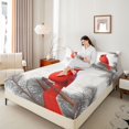 thumbnail image 4 of Manfei Xmas Red Sparrow 4 Pieces Queen Sheet Sets for Teens Children Kids,Christmas Cardinal Bird Ultra Soft Flat Sheet,Happy New Year Queen Fitted Sheet,Ultra Soft Home Decor, 4 of 7