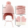 thumbnail image 2 of Baberdicy Winter Warm 3-Piece Set, 3-Piece Baby Winter Hat Gloves Scarf Set, Fleece Lined Knit Cap with Tie Closure, Warm Neck Warmer And Mittens for Infants And Toddlers Classic Red, 2 of 2