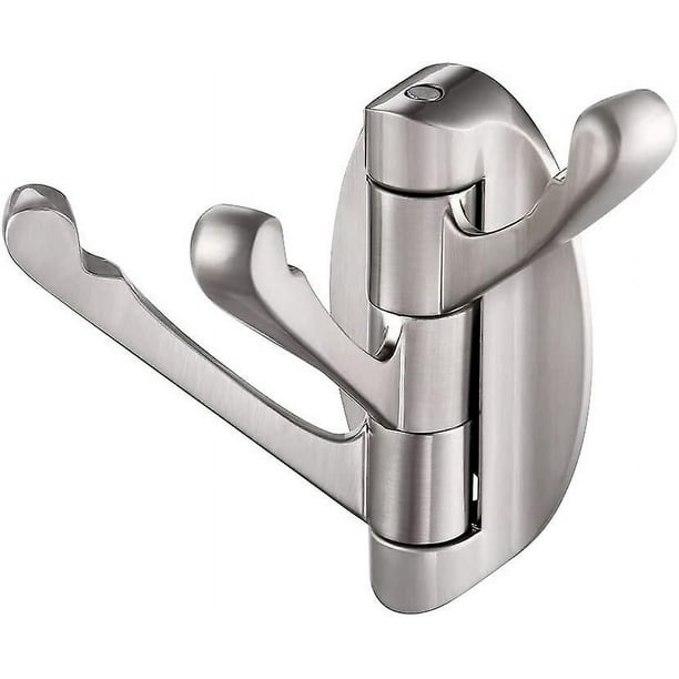 Brushed Grey Gancho giratorio de metal sólido, brazo oscilante plegable resistente, gancho triple para abrigos con tres brazos plegables múltiples, percha para toallas/ropa para b