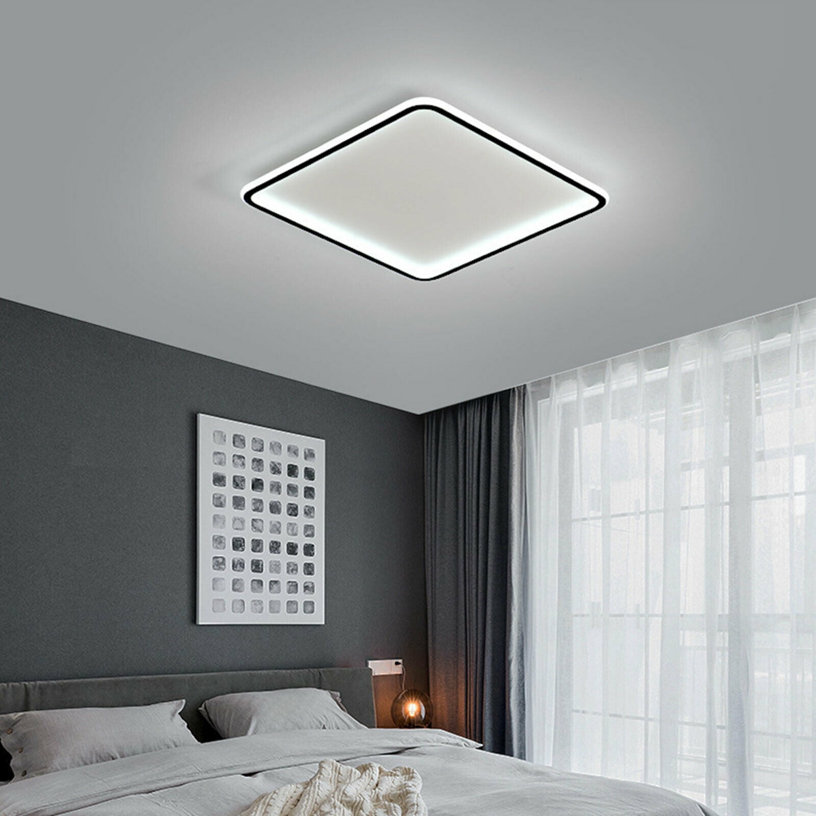 Modern Simple LED Ceiling Light Flush Mounted Kitchen Ceiling Lamp w/ Remote