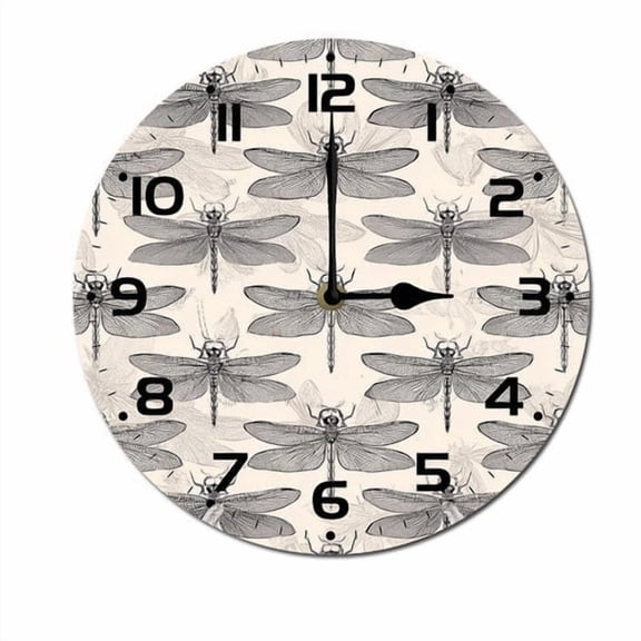 ZXCXRQFa Blue Dragonfly Flower Wall Clock Battery Operated Non Ticking Silent Analog Rustic Farmhouse Round Clock Wood Decor for Home Kitchen Living Room Bathroom