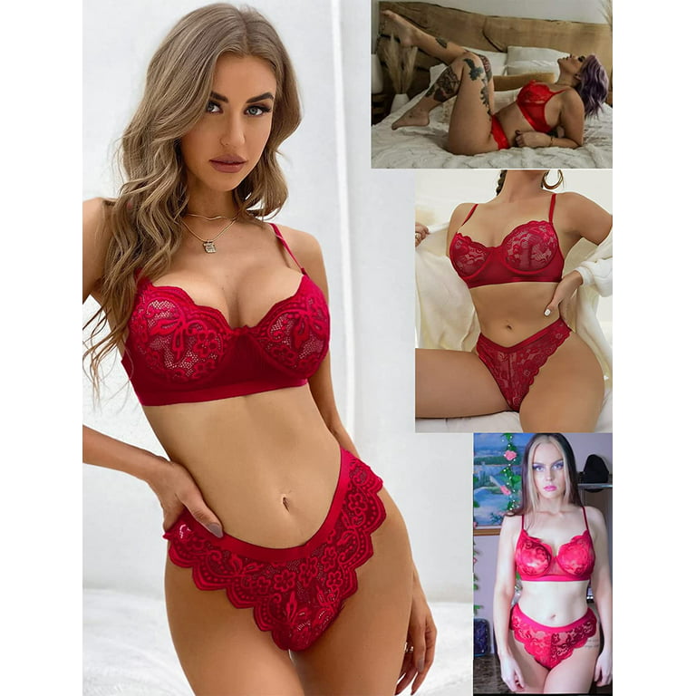 Women Lingerie Sexy Sets With Underwire Lace Bra And Panty Set Push Up Two  Piece Lingerie