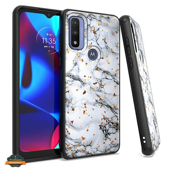 Xpression Case for Motorola Moto G Power 2022 Marble Fashion Stone Stylish Flake Glitter Bling Hybrid Slim Glossy TPU Rubber Hard Phone Cover [Marble White]