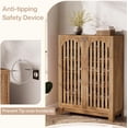 thumbnail image 6 of Oak Wooden Shoe Cabinet with Louver Doors, 6-Tier Entryway Shoe Rack Organizer, Adjustable Shelves, Storage for 24 Pairs, Living Room Bedroom, Anti-Tip Design, 6 of 7