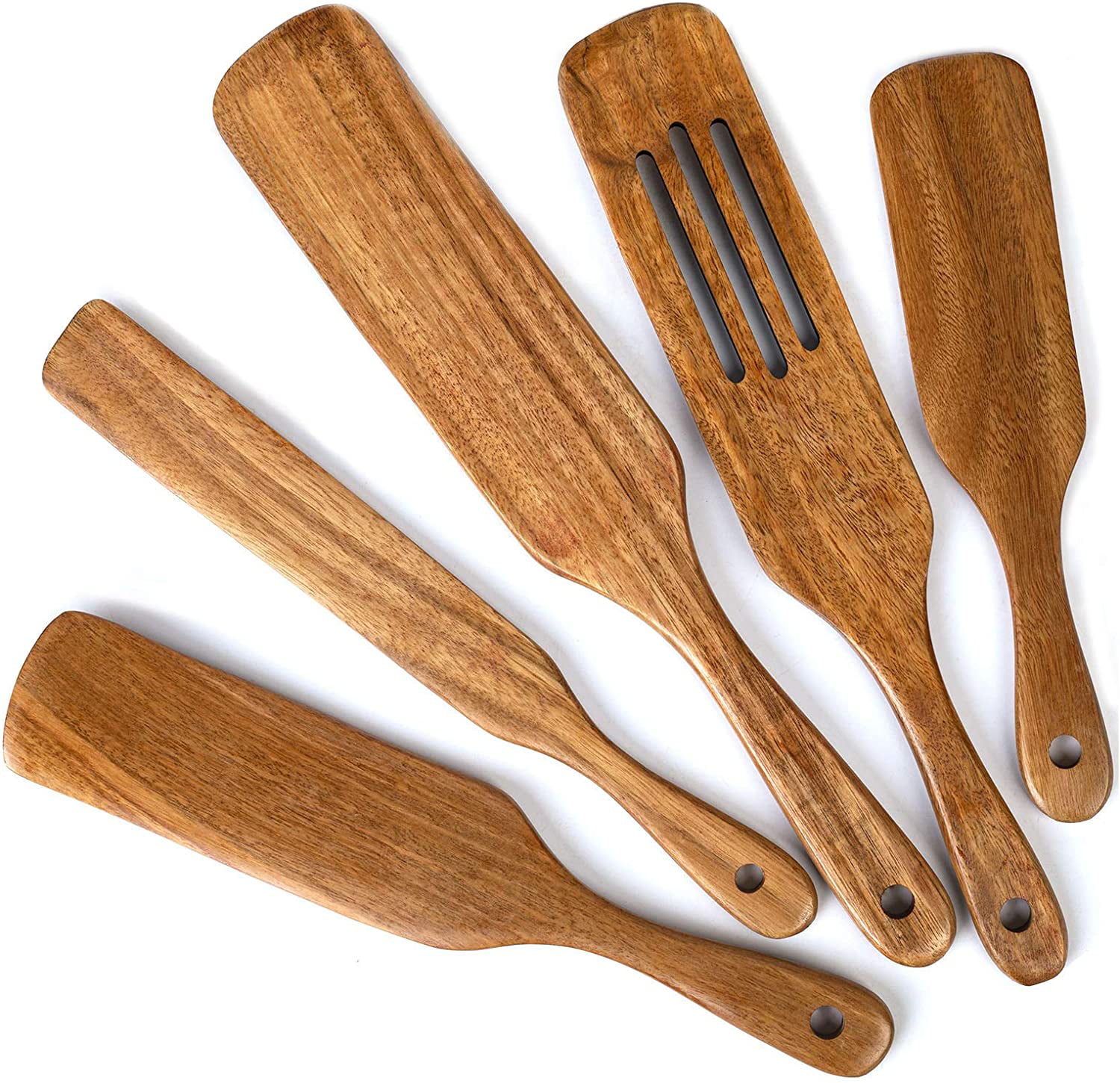 Mixing Serving Wooden Spoons For Cooking 4 Piece Spurtle Set Acacia Spurtle Kitchen Tool Wooden Spurtle Kitchen Utensils Slotted Spurtle Spatula Sets For Stirring 