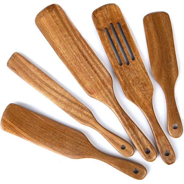 Wood Spurtles Kitchen Set, Acacia Wooden Spoons For Cooking,Wood