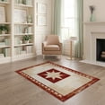 thumbnail image 2 of ODIKA 4'x6' Washable Area Rug Primitive Vintage Distressed Farmhouse Border Folk Lettering for Home Office, Under Desk, Non-Slip Chair-Friendly, Flatwoven, 2 of 7