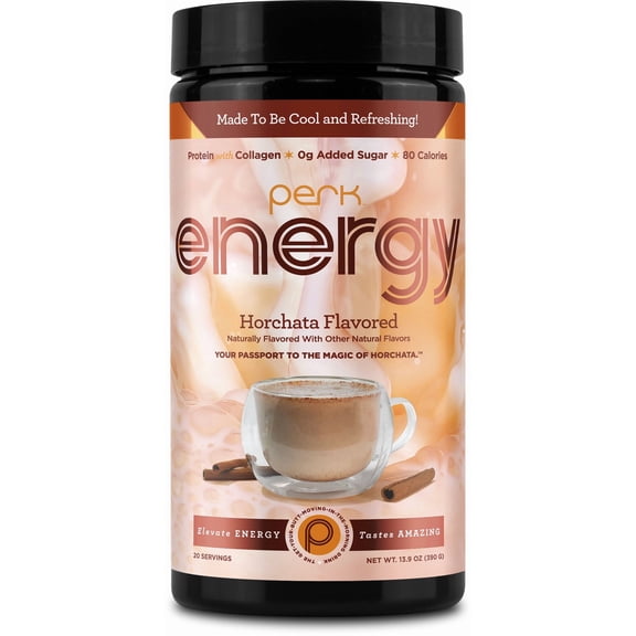 Perk Energy Original Horchata Energy Drink Powder (20 Servings) - Gluten-Free, Peanut-Free