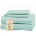 thumbnail image 1 of Casa Platino Juego de Sábanas Dobles de 600 Hilos: Suave 100% Algodón, Bolsillo Profundo, Tejido de Satén, Refrescante y Transpirable, 2 Fundas de Almohada - Azul, 1 of 5