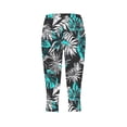 thumbnail image 5 of Yourumao Women's Capri Leggings Elastic Waist Slim Fit Capris Floral Scalloped Hem Skinny Pants Stretchy Beach Holidays Tights, 5 of 5